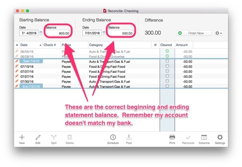 Changing the starting date when reconciling an account in quicken 2016 for mac pro